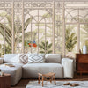 Windows Trees Wallpaper, Light Beige Nature Scenic View Wall Mural, Tropical, Custom Size Wall Art, Non - Woven, Non - Adhesive, Removable, Durable, Large - Adawall Wallpaper - Registered Trade Accounts Only, Wallpaper Wholesale Account - SE305-2 - Adawall Wholesale - Wallpaper Wholesaler