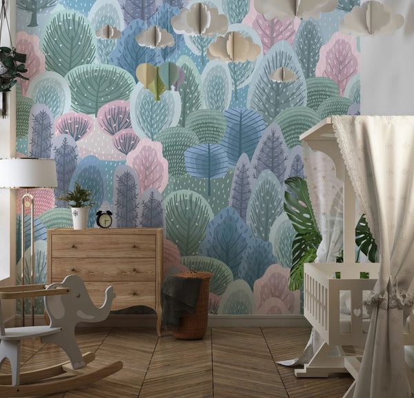 Winter Forest Wallpaper, Seamless Pattern Mural, Oversized Custom Size Wall Art, Non - Woven, Non - Adhesive, Modern Wall Paper, Removable - Adawall Wallpaper - Registered Trade Accounts Only, Wallpaper Wholesale Account - W78027 - Adawall Wholesale - Wallpaper Wholesaler