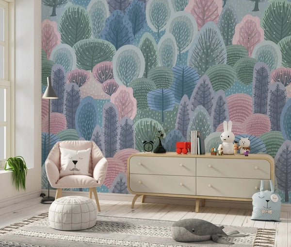 Winter Forest Wallpaper, Seamless Pattern Mural, Oversized Custom Size Wall Art, Non - Woven, Non - Adhesive, Modern Wall Paper, Removable - Adawall Wallpaper - Registered Trade Accounts Only, Wallpaper Wholesale Account - W78027 - Adawall Wholesale - Wallpaper Wholesaler