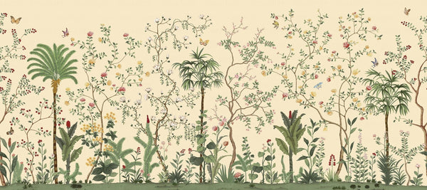 Yellow Botanical Wall Mural, Butterfly Flowers Chinoiserie Wallpaper, Nature Theme Custom Size Wall Covering, Non - Woven, Non - Pasted, Removable, Washable - Adawall Wallpaper - Registered Trade Accounts Only, Wallpaper Wholesale Account - FJ305-2 - Adawall Wholesale - Wallpaper Wholesaler